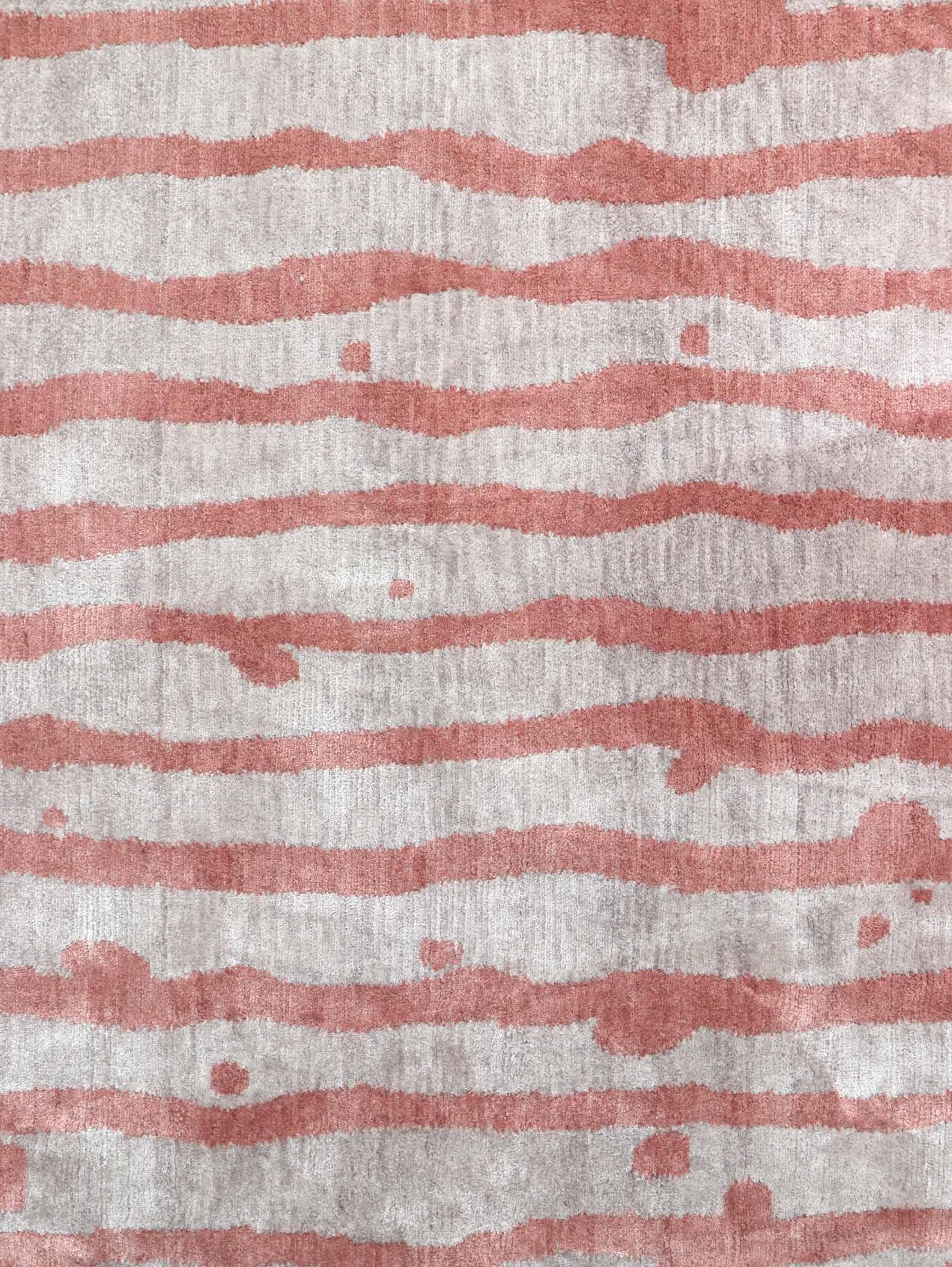 American Drippy Stripe Sienna Hand Knotted Rug by Eskayel For Sale