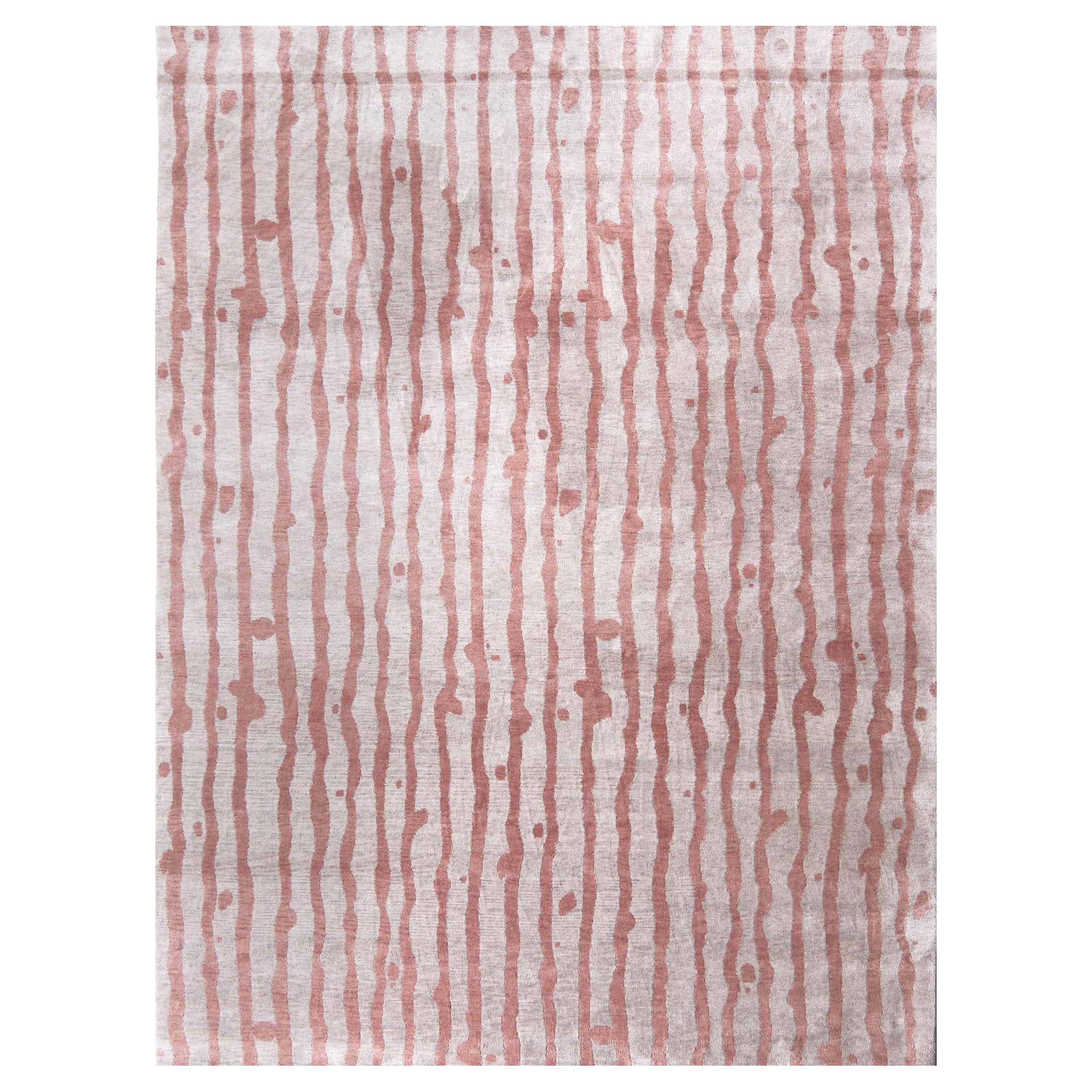 Drippy Stripe Sienna Hand Knotted Rug by Eskayel For Sale
