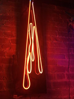‘Drips’ Wall-Mounted Neon Light Sculpture Resin Coated on Oak