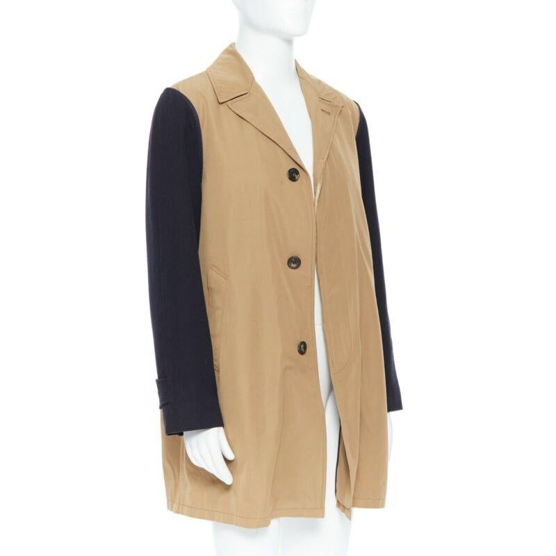 Beige DRIS VAN NOTEN mens khaki navy blue duo-colour trench-coat removable inner Small