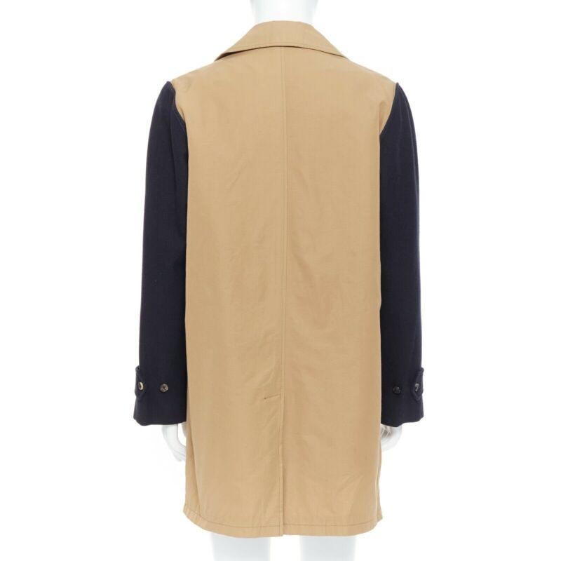 Men's DRIS VAN NOTEN mens khaki navy blue duo-colour trench-coat removable inner Small