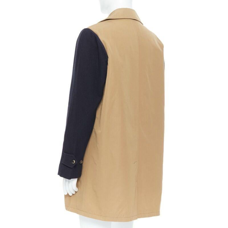 DRIS VAN NOTEN mens khaki navy blue duo-colour trench-coat removable inner Small 1