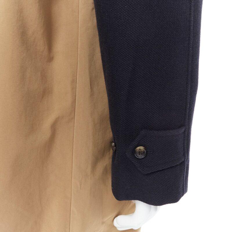 DRIS VAN NOTEN mens khaki navy blue duo-colour trench-coat removable inner Small 3