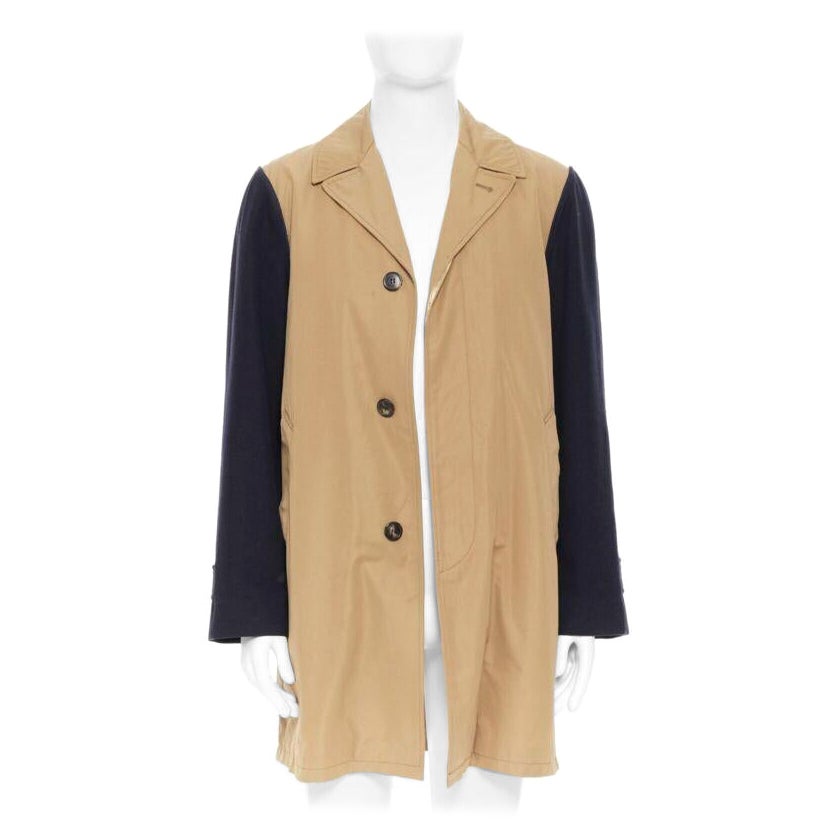 DRIS VAN NOTEN mens khaki navy blue duo-colour trench-coat removable inner Small