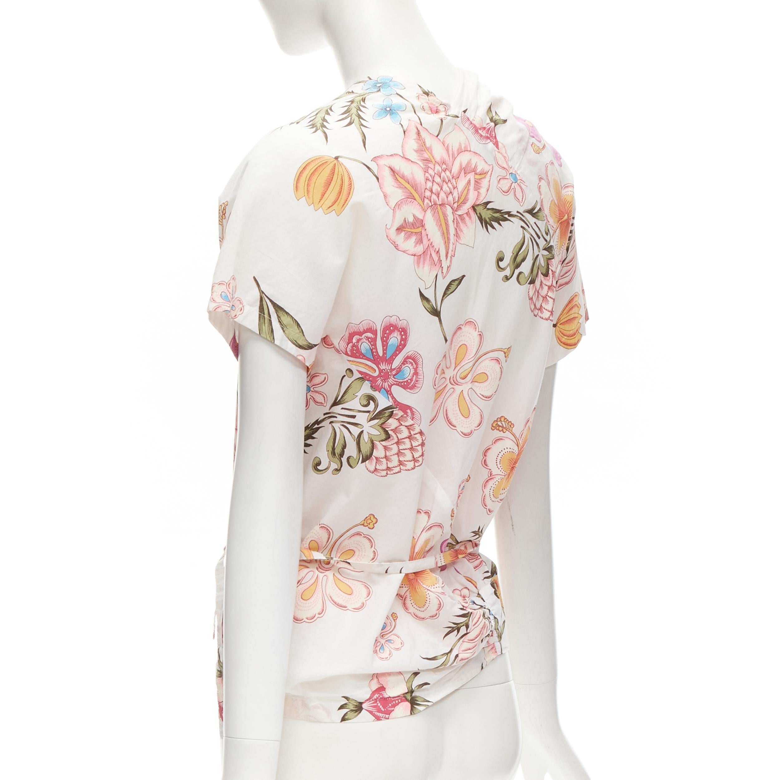 DRIS VAN NOTEN white pink floral print wrap kimono shirt FR38 M 2