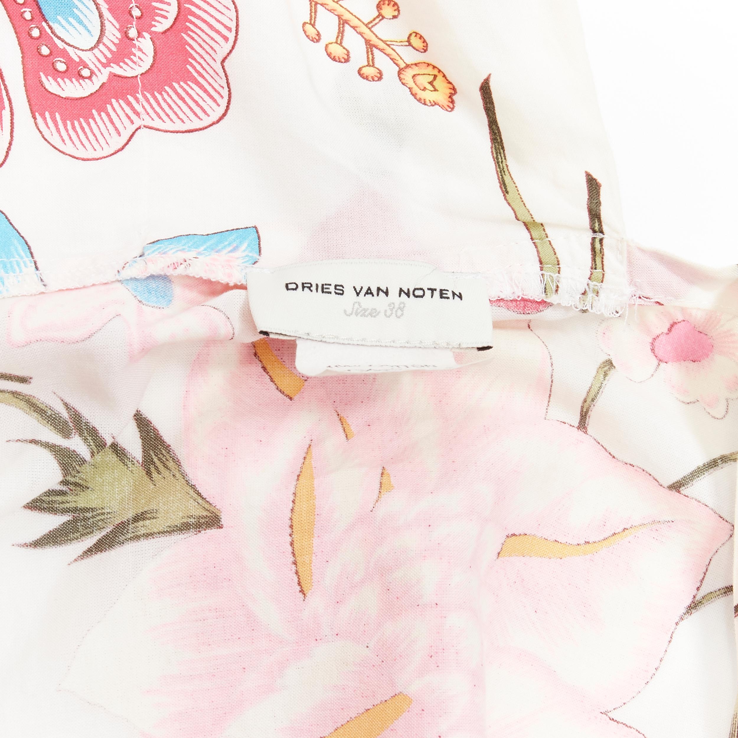 DRIS VAN NOTEN white pink floral print wrap kimono shirt FR38 M 4