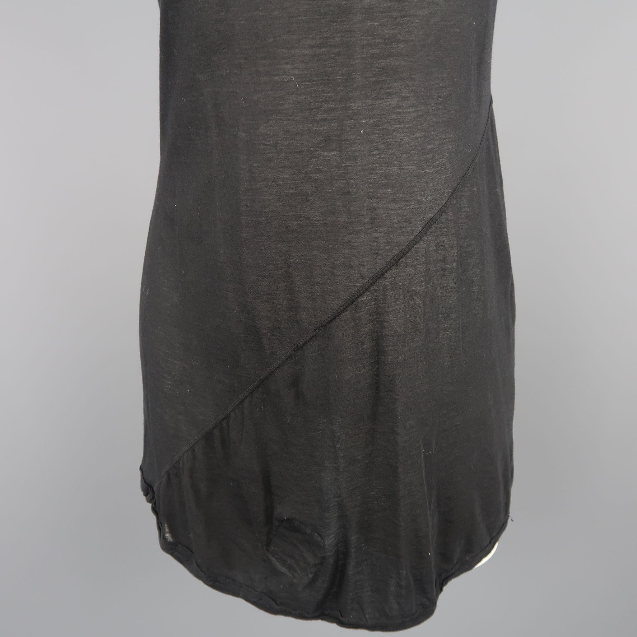 DRKSHDW by RICK OWENS Size M Black Viscose / Silk Burnout Tank In Good Condition In San Francisco, CA