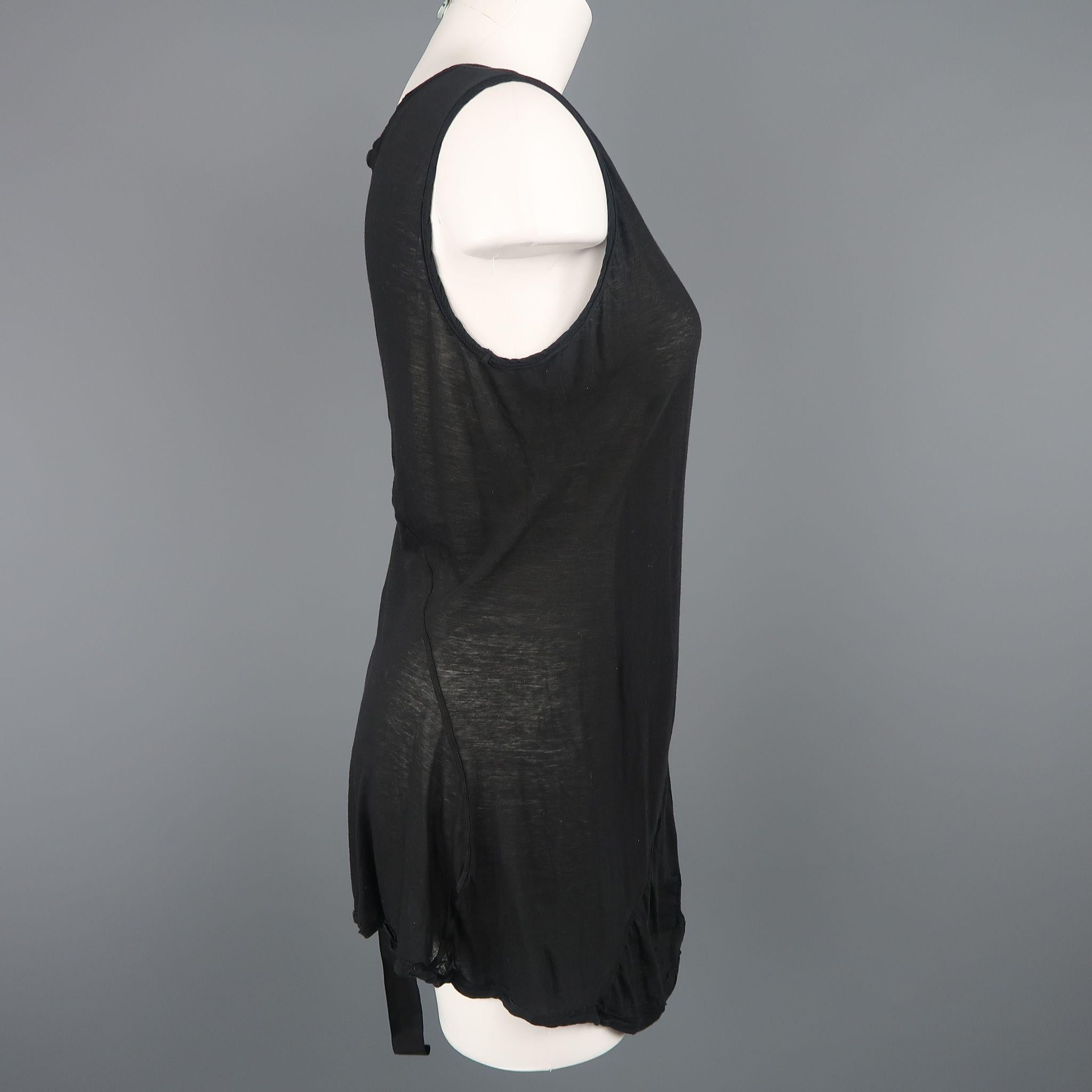 Women's DRKSHDW by RICK OWENS Size M Black Viscose / Silk Burnout Tank