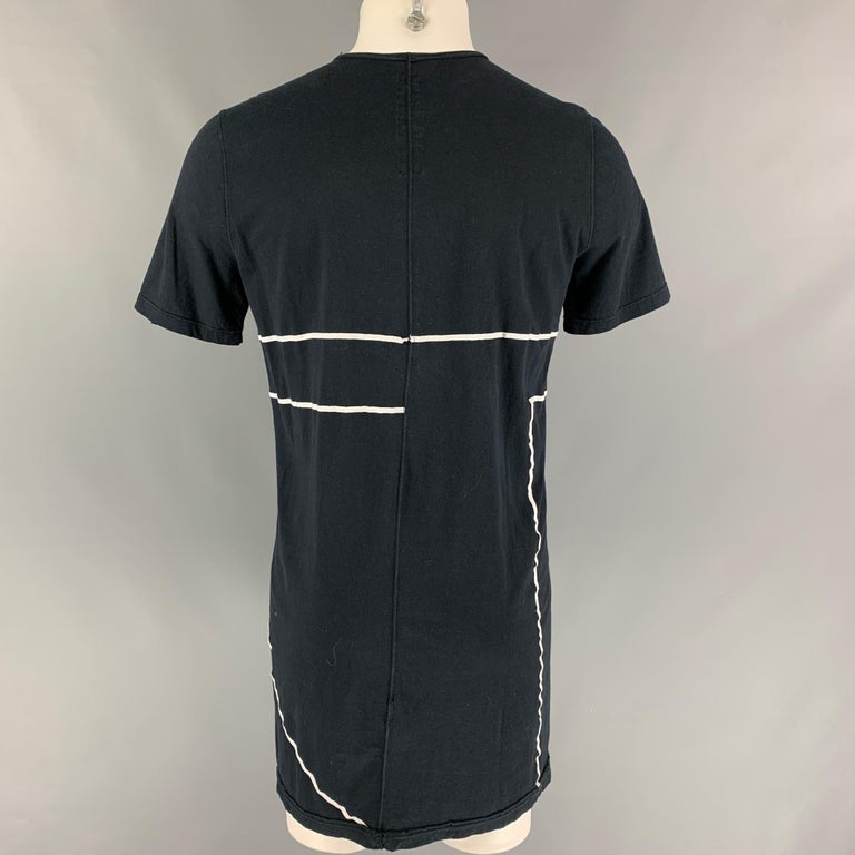DRKSHDW by RICK OWENS Size M Black White Applique Cotton Long T-shirt In Good Condition For Sale In San Francisco, CA