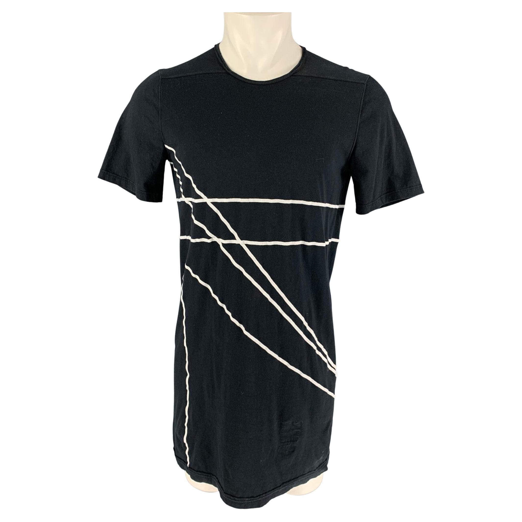 DRKSHDW by RICK OWENS Size M Black White Applique Cotton Long T-shirt