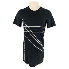 DRKSHDW by RICK OWENS - T-shirt long en coton avec appliques noires et blanches, taille M