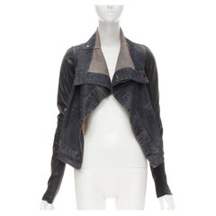 DRKSHDW RICK Owens Giacca biker vintage Exploder con maniche in pelle e denim XS