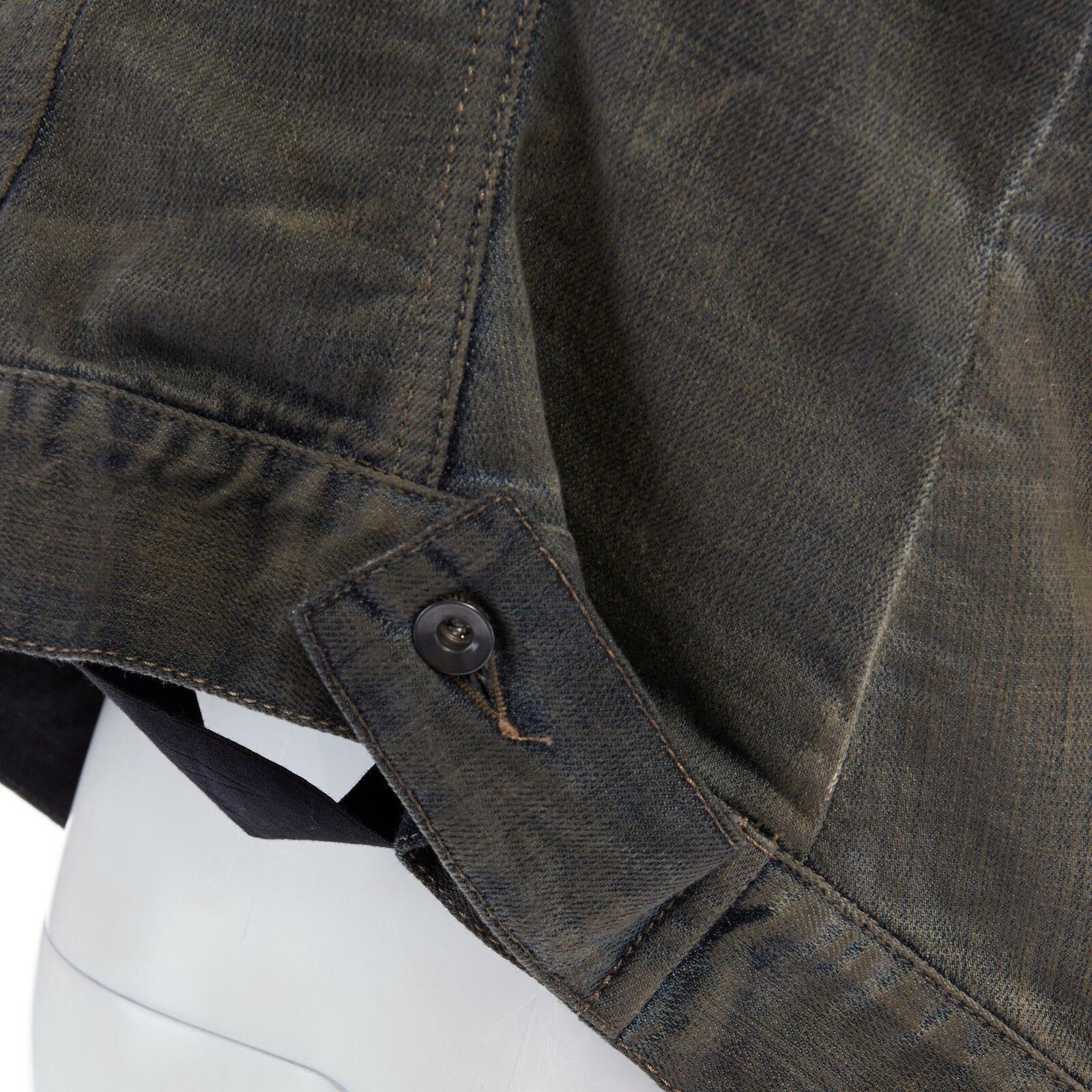 DRKSHDW RICK OWENS washed denim draped collar Exploder wrap vest jacket S 2