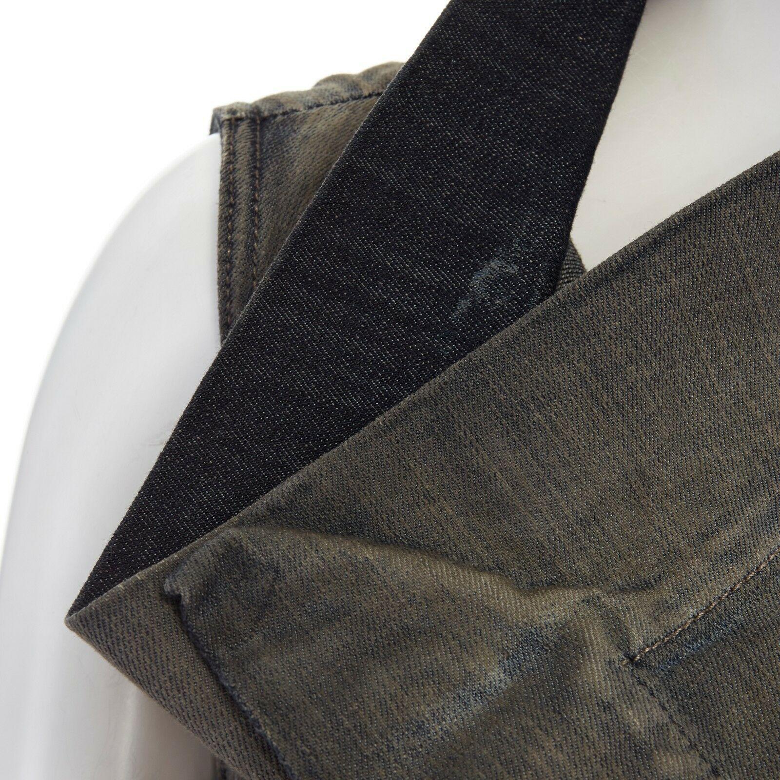 Women's DRKSHDW RICK OWENS washed denim draped collar Exploder wrap vest jacket S