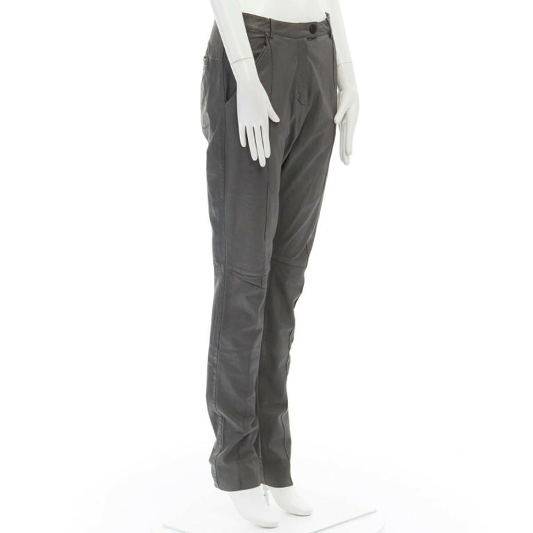 DROME grey dropped crotch full length leather pants XS at 1stDibs
