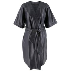 DROMe Navy Leather Wrap Dress SIZE S