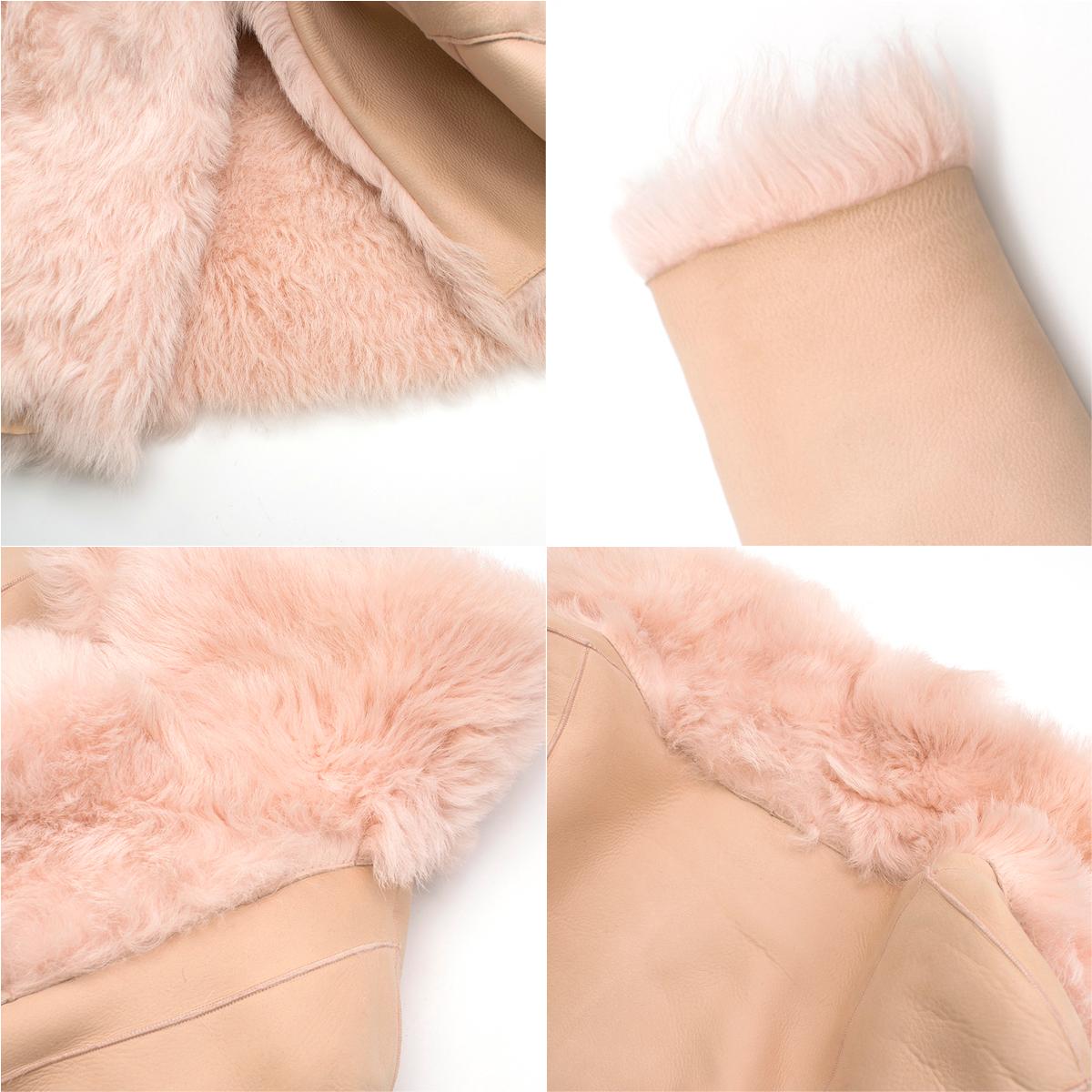 Women's DROMe Pink Double Breasted Reversible Shearling Coat	SIZE S