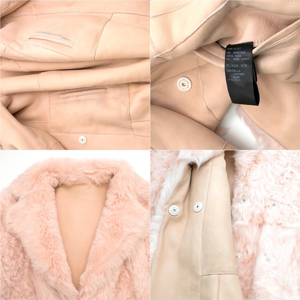 DROMe Pink Double Breasted Reversible Shearling Coat	SIZE S 1