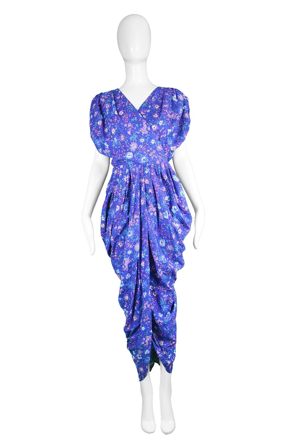 This is a fabulous vintage maxi length dress from the 80s by Droopy & Browns, an iconic British fashion label founded by designer Angela Holmes, who was in Robert Palmer's first rock band and named her label as a tongue-in-cheek reference to the
