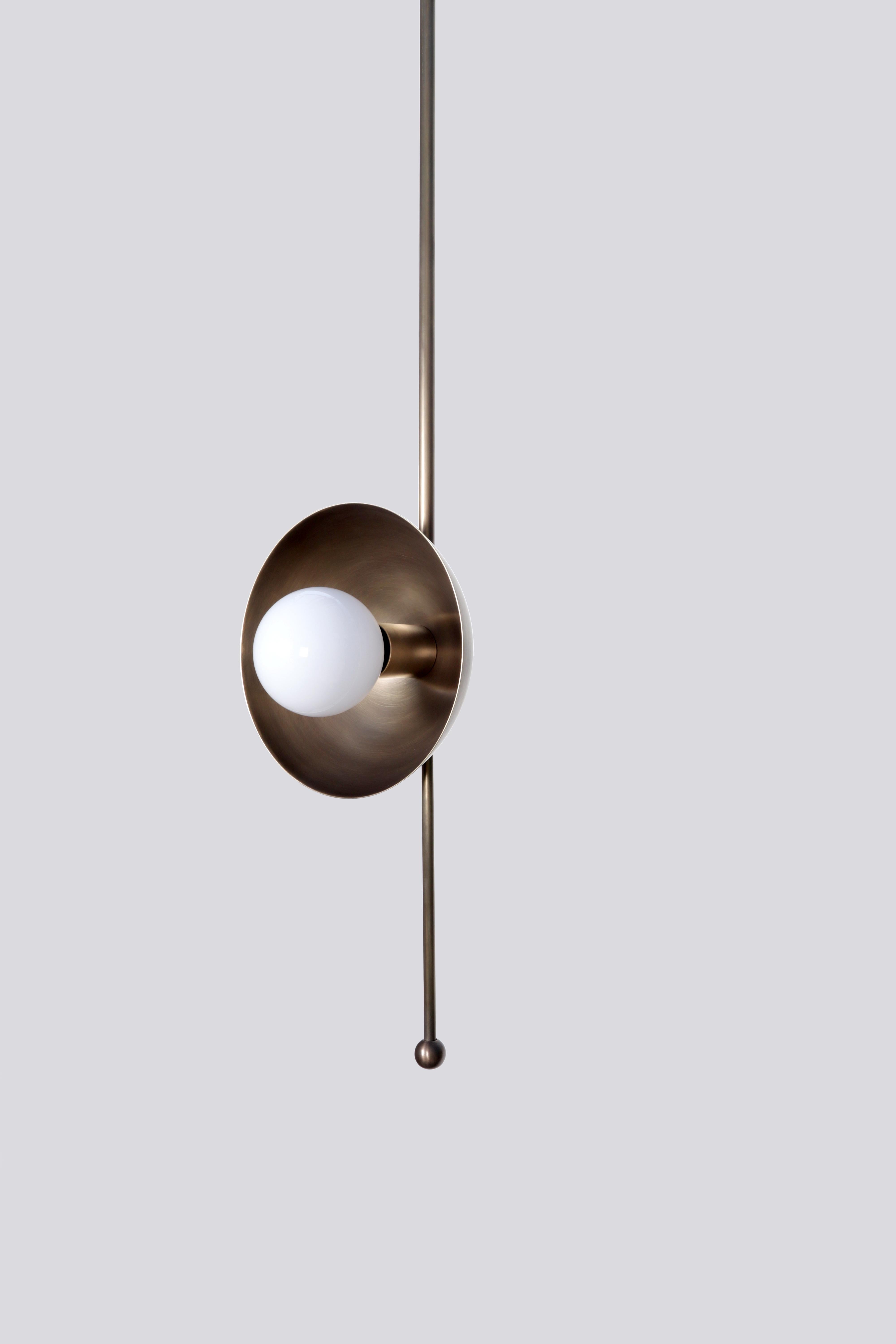Drop 1 Brass Dome Pendant Lamp by Lamp Shaper
Dimensions: D 23 x W 24 x H 114.5 cm.
Materials: Brass.

Different finishes available: raw brass, aged brass, burnt brass and brushed brass Please contact us.

All our lamps can be wired according to