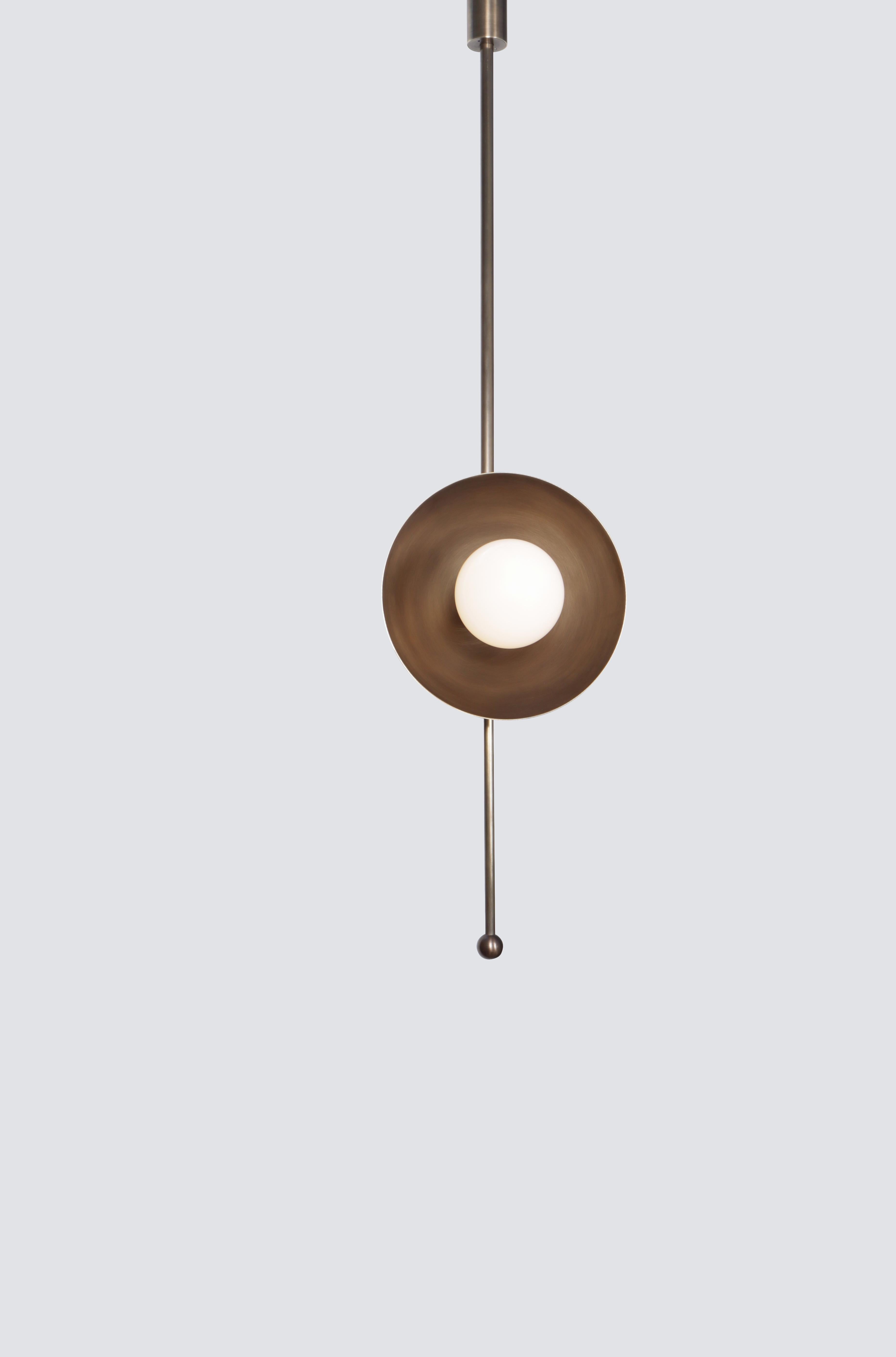 Post-Modern Drop 1 Brass Dome Pendant Lamp by Lamp Shaper For Sale