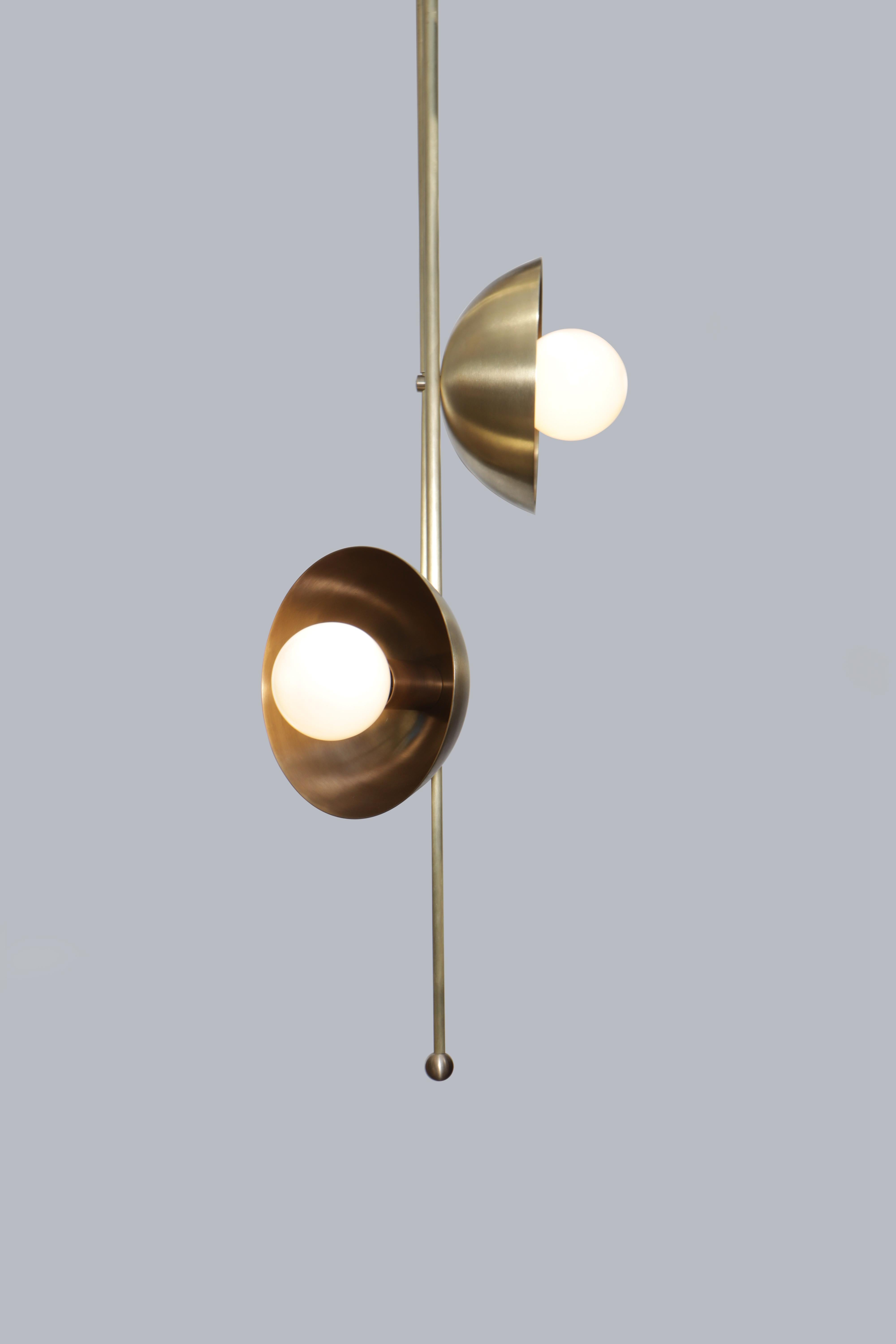 Post-Modern Drop 2 Brass Dome Pendant Lamp by Lamp Shaper For Sale
