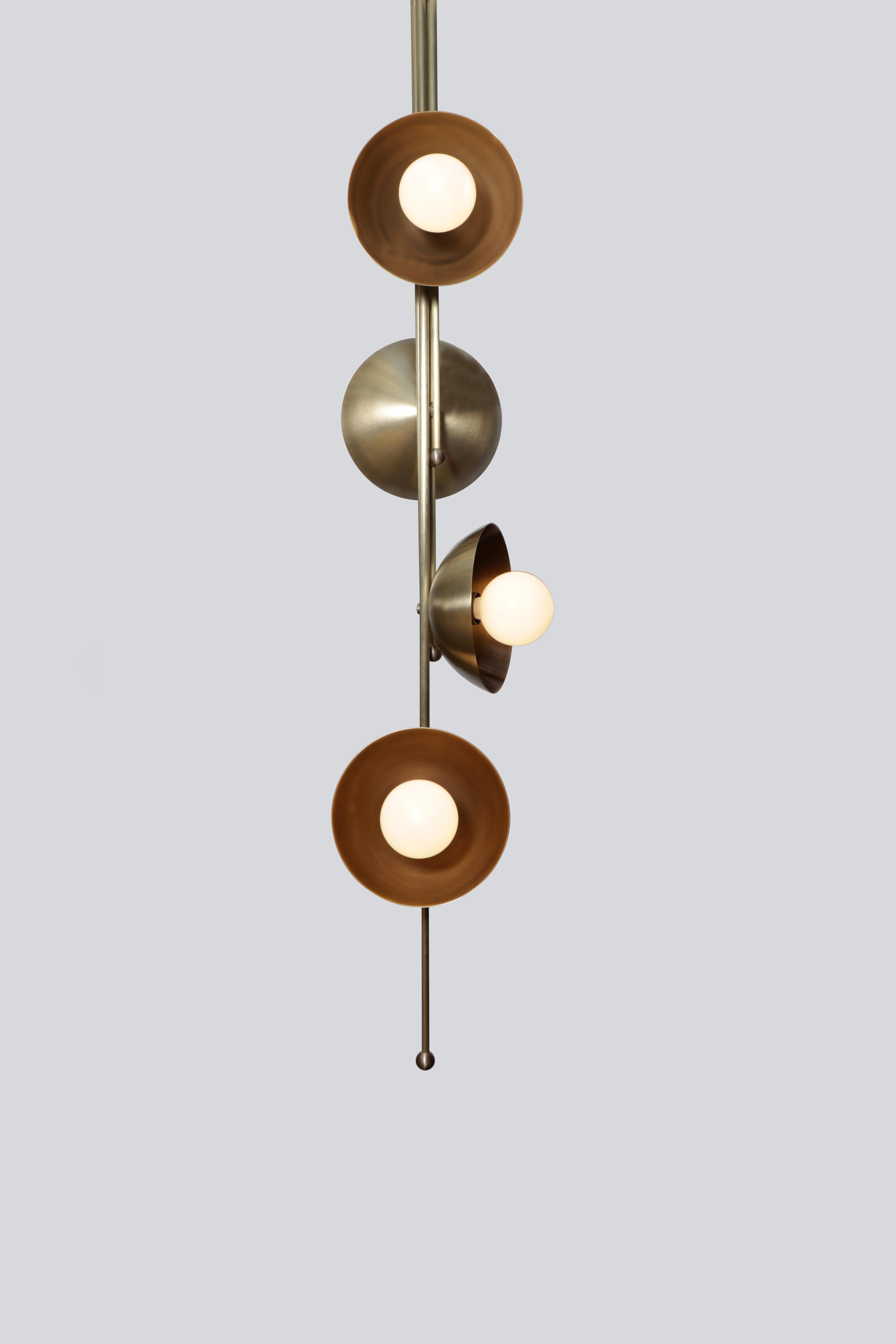 Drop 4 Brass Dome Pendant Lamp by Lamp Shaper
Dimensions: D 43 x W 43 x H 165 cm.
Materials: Brass.

Different finishes available: raw brass, aged brass, burnt brass and brushed brass Please contact us.

All our lamps can be wired according to each