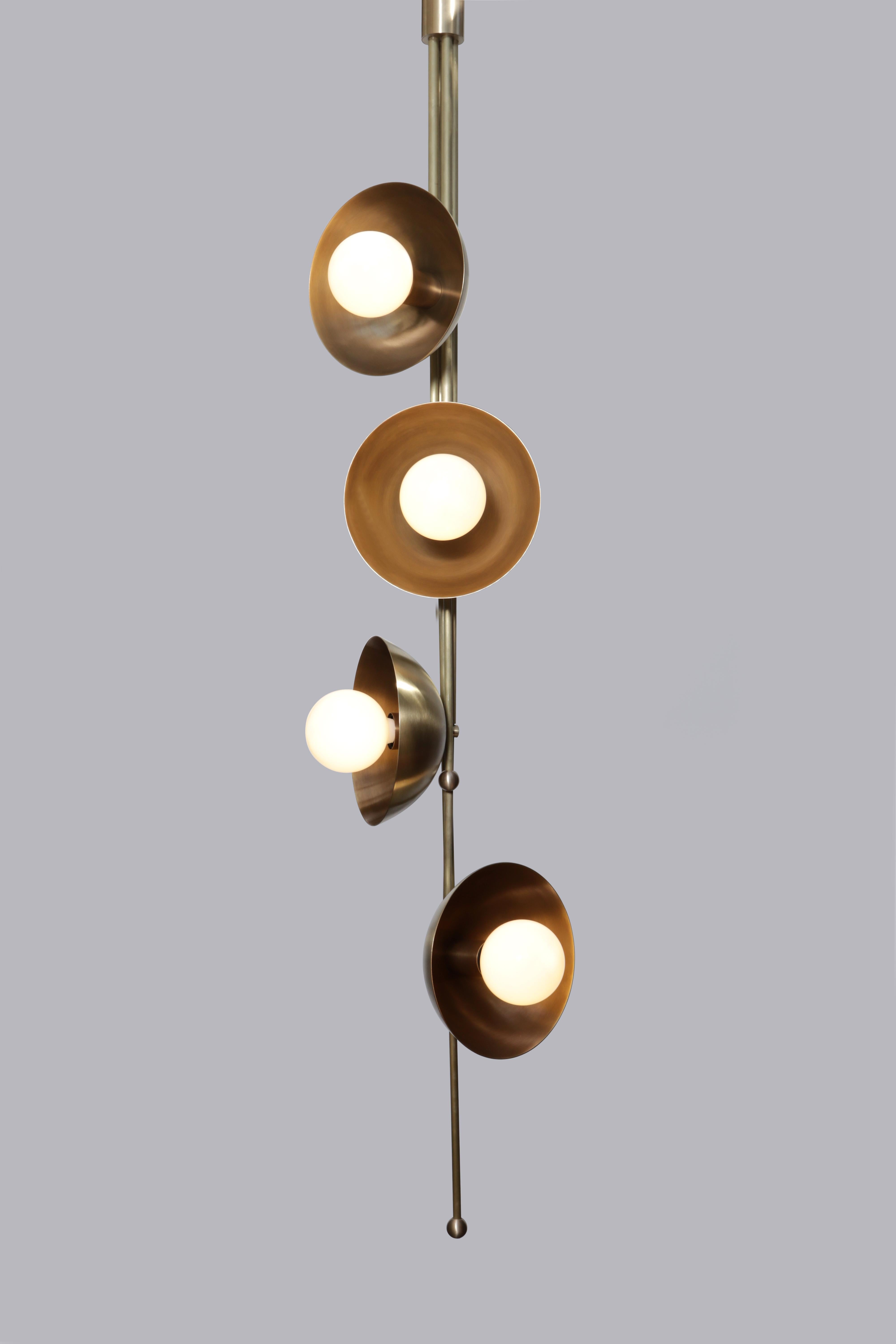 Post-Modern Drop 4 Brass Dome Pendant Lamp by Lamp Shaper For Sale