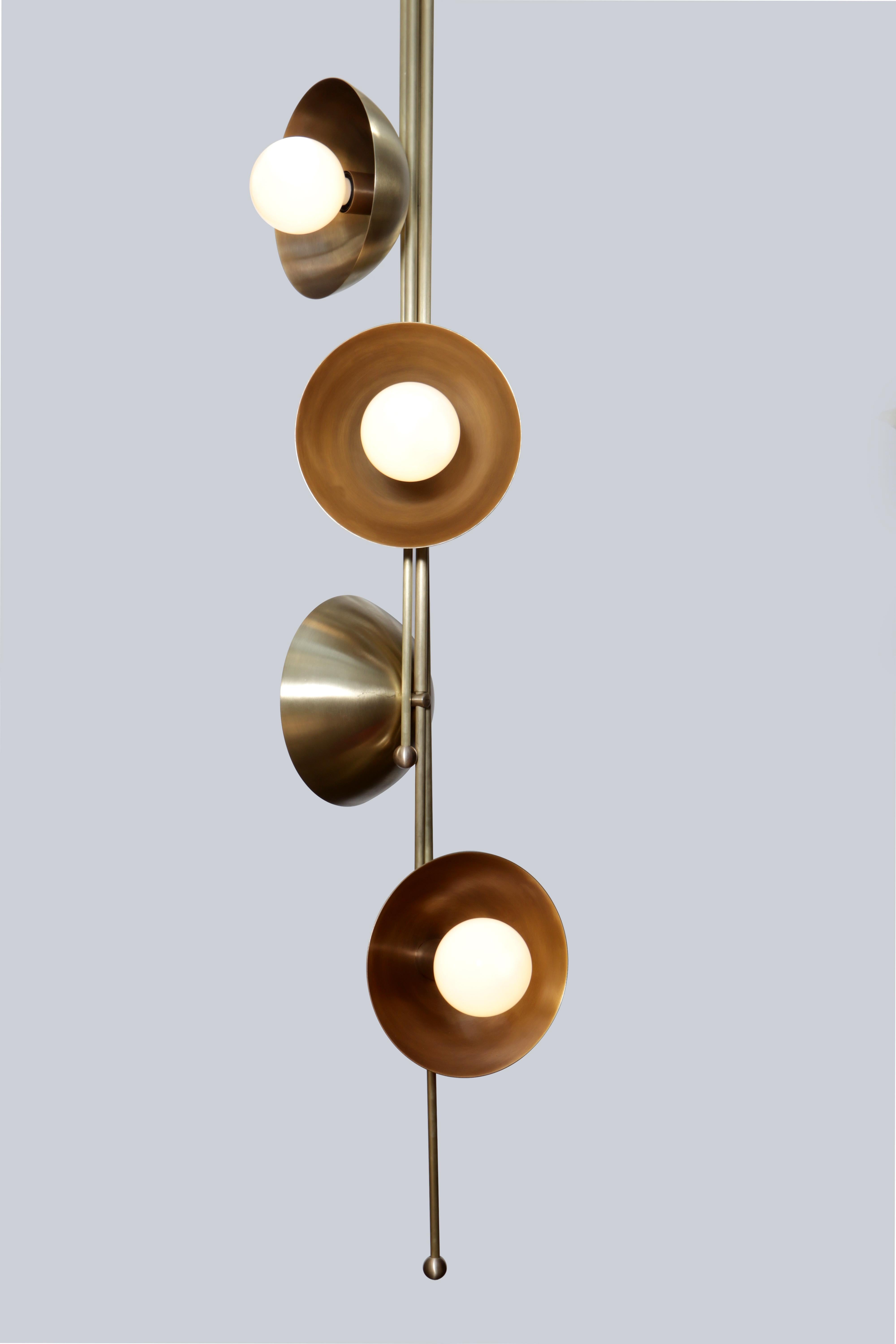 Indian Drop 4 Brass Dome Pendant Lamp by Lamp Shaper For Sale