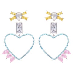 Drop A Heart Earrings with Moonstone Large