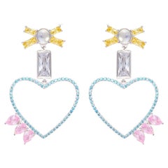 Drop A Heart Earrings with Moonstone Large