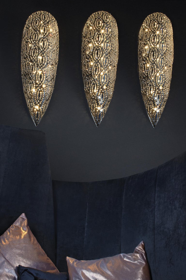 Drop Big Wall Lamp, Chrome Finish, Arabesque Style, Italy For Sale at