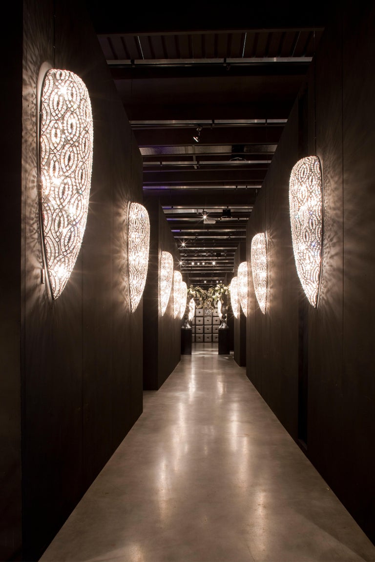 Drop Big Wall Lamp, Chrome Finish, Arabesque Style, Italy For Sale at