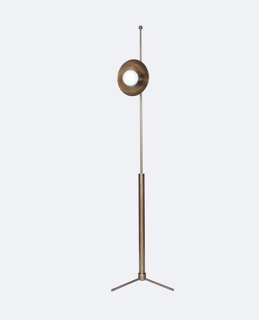 Drop Brass Dome Floor Lamp by Lamp Shaper
Dimensions: D 38 x W 38 x H 160 cm.
Materials: Brass.

Different finishes available: raw brass, aged brass, burnt brass and brushed brass Please contact us.

All our lamps can be wired according to each