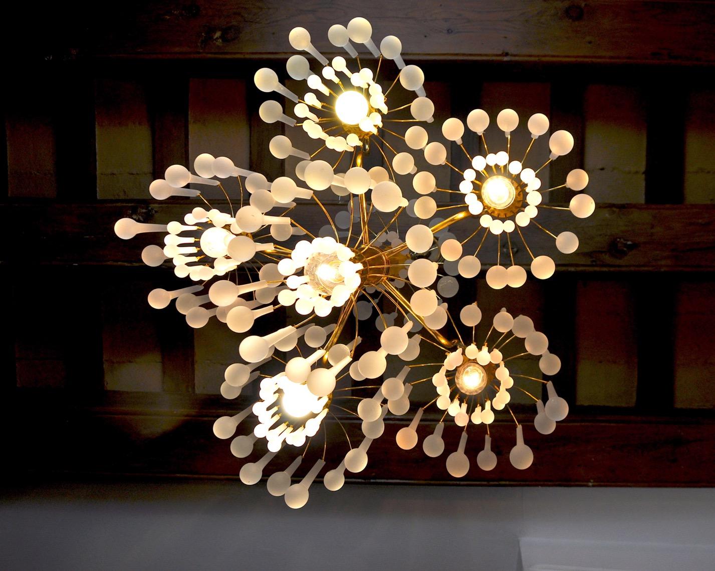 Mid-20th Century Drop Chandelier by Venini, 5 Arms, Murano Glass, Italy, 1960 For Sale