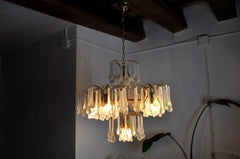 Murano Glass Drop Chandelier 5 Arms, Italy, 1960