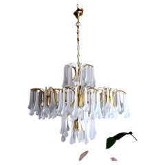 Vintage Drop Chandelier by Venini, 5 Arms, Murano Glass, Italy, 1960