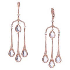 Orecchini a goccia Chandelier con diamanti e cristallo di rocca