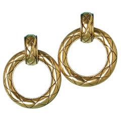 Drop clip-on earring made of 2 rings Chanel Circa 1980
s