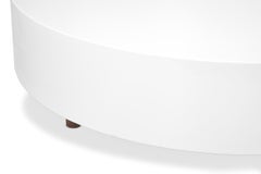 Drop Coffee Table Round Table, Wood Legs White Lacquered