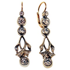 Antique Drop Dangle Earrings 14ct Gold 585 Diamonds 1.40 Ct Vienna Austria c.1900