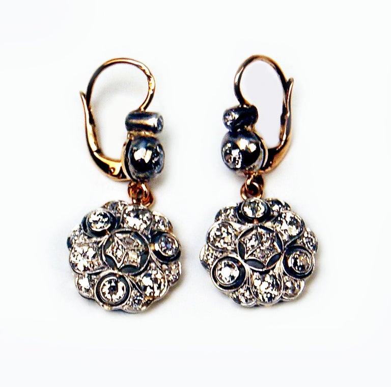 Drop Dangle Earrings 14ct Gold 585 Diamonds 2.40 Ct, Vienna, Austria