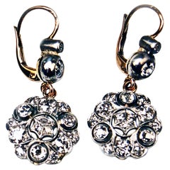 Boucles d'oreilles pendantes en or 14ct 585 diamants 2::40 Ct:: Vienne:: Autriche:: vers 1900