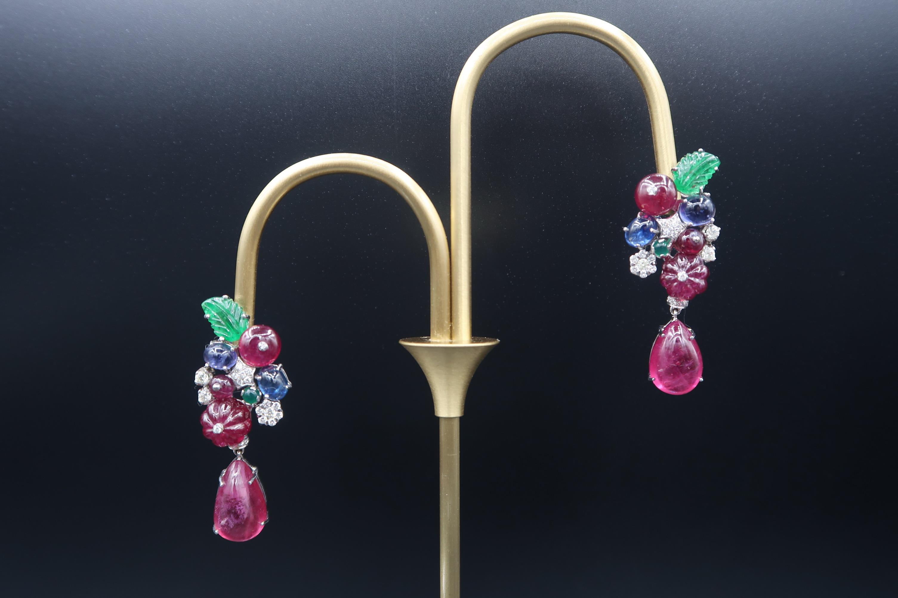 ruby sapphire earrings