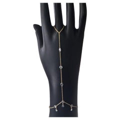 Bracelet en or jaune 14K avec chaîne à main et diamant en goutte d'eau