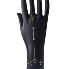 Bracelet en or jaune 14K avec chaîne à main et diamant en goutte d'eau