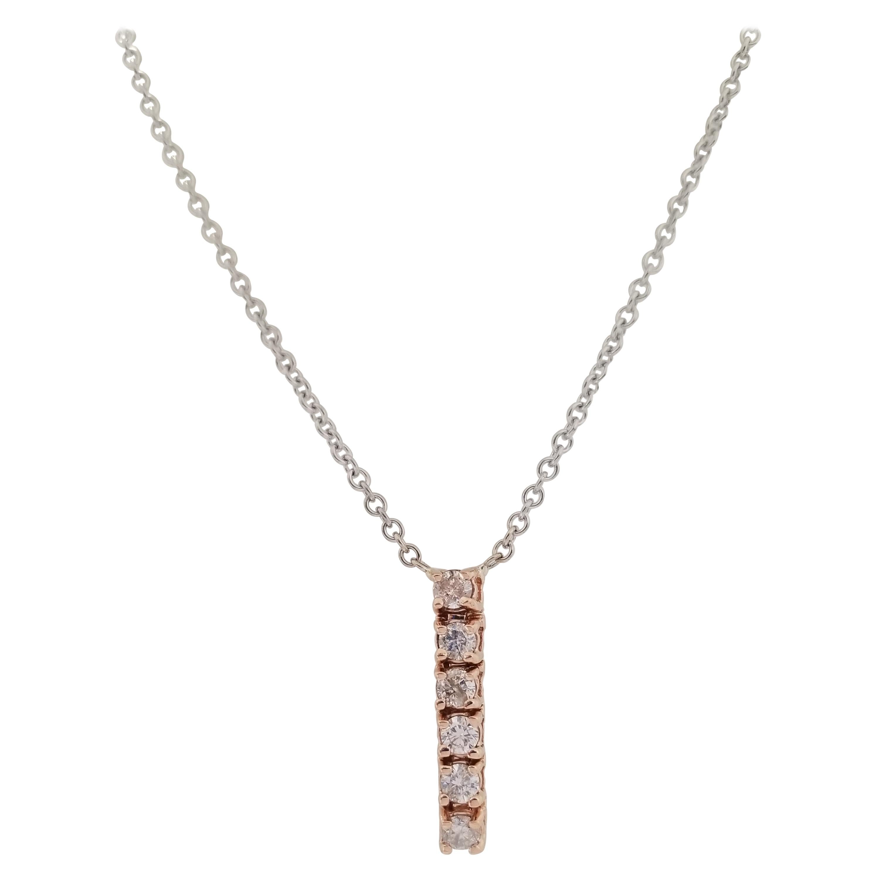 0.45 Carats Drop Diamond Pendant 14 Karat Rose Gold White Gold Necklace For Sale