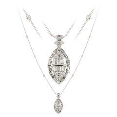 Drop Double White Gold 18K Necklace Diamond for Her