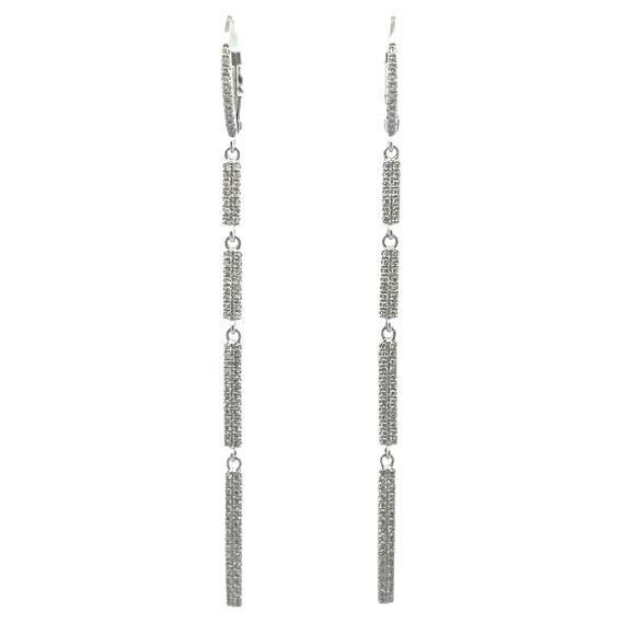 Drop Down Link Diamond Earrings 0.46 carats in 18 K White Gold For Sale