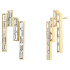 Orecchini a goccia con diamante Baguette certificati GIA da 8,5 carati